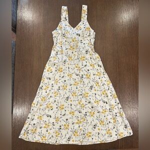 bp Cream Floral Midi Dress with Yellow Blossoms